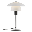 Table lamp VERONA, E27, IP20, black, glass opal white
