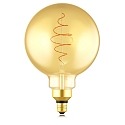Lichtbron filament globe SPIRAL DECO E27 8,5W 600lm 2000K CRI 80 dimbaar, goud dimbaar