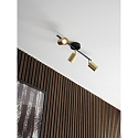 ceiling luminaire EXPLORE 3 flames GU10 IP20, brushed brass, black matt 