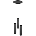 Nordlux Pendelarmatuur TILO 3-vlams, rond GU10 IP20, zwart dimbaar