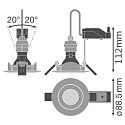 Ledvance recessed luminaire KIT LEDR GU10 8.3W CRI90 3000K DIM IP20, 8,3W 575lm 3000K 36� 36� CRI 90
