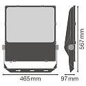 Ledvance Strijklicht FL PFM DA ASYM 55X110 290W 4000K BK DALI aanstuurbaar, asymmetrisch IP66, zwart