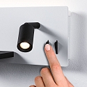 Paulmann Leesarmatuur SERRA LED met USB-aansluiting, links IP20, zwart, wit dimbaar