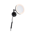 Paulmann Spiegel met verlichting MASUA IP44 - 3X ZOOM 3-voudig, rond, met flexibele arm, CCT Switch, kantelbaar IP44 / IP20, zwart mat 