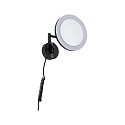 Paulmann Spiegel met verlichting MASUA IP44 - 3X ZOOM 3-voudig, rond, met flexibele arm, CCT Switch, kantelbaar IP44 / IP20, zwart mat 