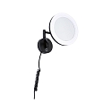Paulmann Spiegel met verlichting MASUA IP44 - 3X ZOOM 3-voudig, rond, met flexibele arm, CCT Switch, kantelbaar IP44 / IP20, zwart mat 
