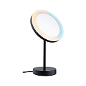 Spiegel met verlichting MASUA IP44 - 3X ZOOM 3-voudig, rond, CCT Switch, met stekker, instelbaar IP44 / IP20, zwart mat 