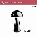 Paulmann battery table lamp ONZO with USB connection, with touch dimmer IP44, glossy, black dimmable