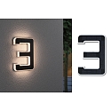Paulmann Solar huisnummer licht met batterij, indirect IP44, zwart, wit mat 