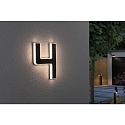 Paulmann Solar huisnummer licht met batterij, indirect IP44, zwart, wit mat 