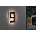 Paulmann Solar huisnummer licht met batterij, indirect IP44, zwart, wit mat 