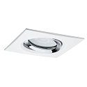 Paulmann Downlight NOVA GU10 hoekig, draaibaar, set van 1 GU10 IP65, chroom, wit mat dimbaar