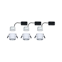 Paulmann Inbouwarmatuur GIL COIN LED rond, stijf, set van 3 IP44, ijzer geborsteld, wit mat dimbaar 470lm 2700K CRI >80