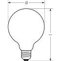 RADIUM Lichtbron filament globe STAR GLOBE DIM G120/F G120 mat E27 11W 1521lm 2700K 330� CRI >80 dimbaar