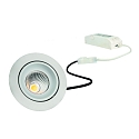 LED Recessed spot GAIL set of 1, round, 6W, 3000K, IP40, swivelling, dimmable, Plug&play, white