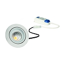 LED Recessed spot GAIL set of 1, round, 6W, 3000K, IP40, swivelling, On-Off, Plug&play, white