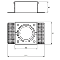 Plafondinbouwarmatuur VANYA 1-vlams, draaibaar, vierkant, flush IP20, wit dimbaar