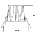 Inbouwspot GLIN COB 500MA draaibaar, vierkant, constante stroom IP40, zilver mat dimbaar