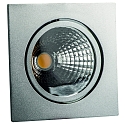 Inbouwspot GLIN COB 500MA draaibaar, vierkant, constante stroom IP40, zilver mat dimbaar