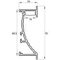 Rutec Projekt wall profile WEP26/70 built-in version, indirect, anodised aluminium