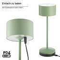 SIGOR Tafellamp op batterijen VELUNA up / down, CCT Switch, Set van 1, met Touch-Dimmer IP44, saliegroen dimbaar