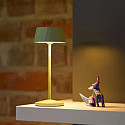 SIGOR battery table lamp FACETTA down, CCT Switch, set of 1, with touch dimmer IP44, sage green dimmable