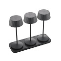 battery table lamp FACETTA down, CCT Switch, set of 3, with touch dimmer IP44, night black dimmable