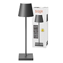 SIGOR Tafellamp op batterijen NUINDIE USB-C up / down, met USB-Aansluiting, CCT Switch, met Touch-Dimmer IP54, grafietgrijs dimbaar