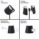 SIGOR Tafellamp op batterijen NUINDIE TANGO met USB-Aansluiting, CCT Switch, met Touch-Dimmer, magnetische Montage IP20