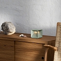 battery table lamp NUTALIS 10X10CM cube shape, CCT Switch, with touch dimmer, with charger IP54, sage green dimmable