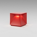 SIGOR Tafellamp op batterijen NUTALIS 10X10CM Cubusvorm, CCT Switch, met Touch-Dimmer, met Lader IP54, vuurrood dimbaar