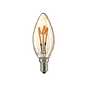 LED Decorative Spiral Filament light bulb candle CURVED GOLD, 230V, � 3.5cm / L 9.7cm, E14, 2.5W 2000K 136lm 330�, dimmable