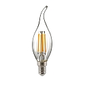 LED Filament light bulb CANDLE GUST OF WIND, 230V, � 3.5cm / L 12.3cm, E14, 4.5W, 2700K 470lm 300�, dimmable, clear