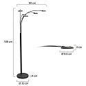 Mexlite floor lamp SYNNA 5 flames, rotatable, with flex arm, direct / indirect, with cord dimmer IP20, black matt dimmable
