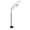 Mexlite floor lamp SYNNA 5 flames, rotatable, with flex arm, direct / indirect, with cord dimmer IP20, black matt dimmable