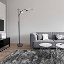 Mexlite floor lamp SYNNA 5 flames, rotatable, with flex arm, direct / indirect, with cord dimmer IP20, black matt dimmable