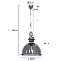 Steinhauer Pendelarmatuur BIKKEL - � 45CM 1-vlams, medium E27 IP20, rookkleuren, transparant dimbaar