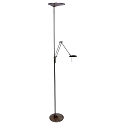 Steinhauer Floor lamp ZODIAC LED, 2 flames, with reading arm, silver