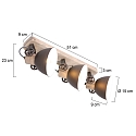 Plafondarmatuur GEARWOOD 3-vlams, instelbaar E27 IP20