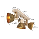 Mexlite Plafondarmatuur GEARWOOD 3-vlams, instelbaar E27 IP20, brons, antiek dimbaar