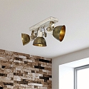 Mexlite Plafondarmatuur GEARWOOD 3-vlams, instelbaar E27 IP20, brons, antiek dimbaar