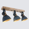 Mexlite Plafondarmatuur GEARWOOD 3-vlams, instelbaar E27 IP20, grijs, mat dimbaar