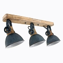 Mexlite Plafondarmatuur GEARWOOD 3-vlams, instelbaar E27 IP20, grijs, mat dimbaar