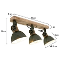 Mexlite Plafondarmatuur GEARWOOD 3-vlams, instelbaar E27 IP20, groen, glanzend dimbaar