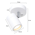 Mexlite Badkamerarmatuur UPROUND 1-vlams, cilindrisch, Dim-To-Warm, instelbaar GU10 IP44, wit mat dimbaar