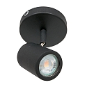 Badkamerarmatuur UPROUND 1-vlams, cilindrisch, Dim-To-Warm, instelbaar GU10 IP44, zwart mat dimbaar