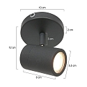 Mexlite Badkamerarmatuur UPROUND 1-vlams, cilindrisch, Dim-To-Warm, instelbaar GU10 IP44, zwart mat dimbaar