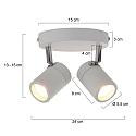 Mexlite Badkamerarmatuur UPROUND 2-vlams, cilindrisch, Dim-To-Warm, instelbaar GU10 IP44, wit mat dimbaar