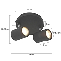 Mexlite Badkamerarmatuur UPROUND 2-vlams, cilindrisch, instelbaar GU10 IP44, zwart mat dimbaar