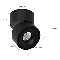 Mexlite Plafondarmatuur FEZ 1-vlams, rond, draaibaar, roteerbaar, set terug IP20, zwart mat dimbaar